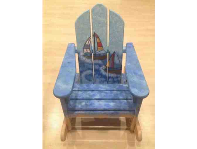 Hand Painted Child's 'Thinking' Rocking Chair - Nautical Theme
