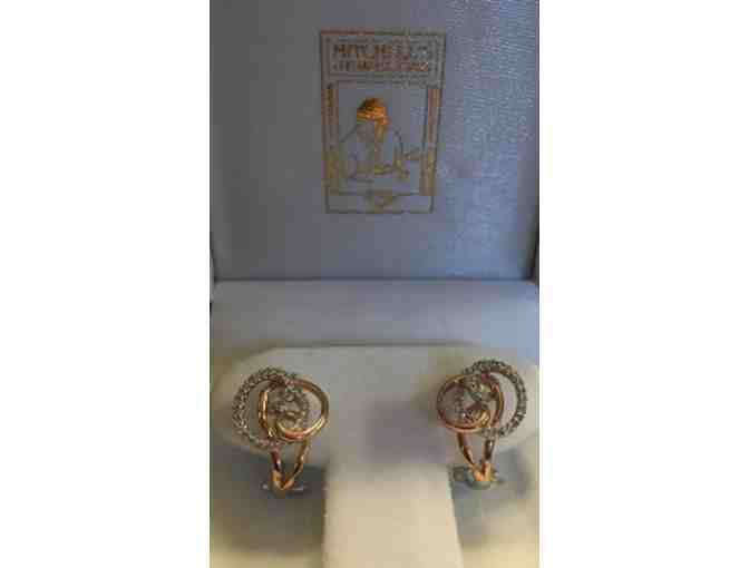 14K Rose and White Gold Diamond Earrings - Photo 1