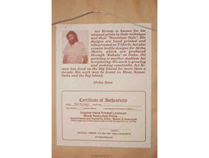 'Pua'a Keiki' hand-printed linoleum block design, 9 x 12 inches