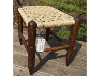 Oak Stool with Handwoven Seagrass Seat