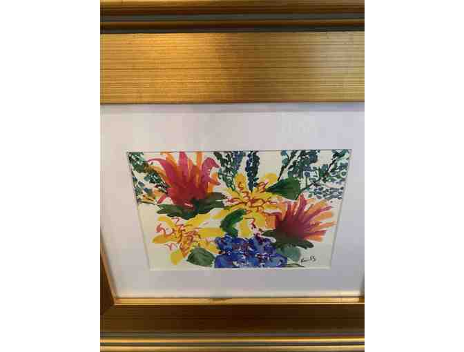 Framed floral painting by Kim Ballentine