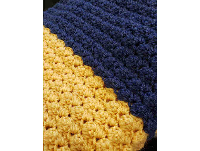 Crocheted Afghan (Blue and Yellow)