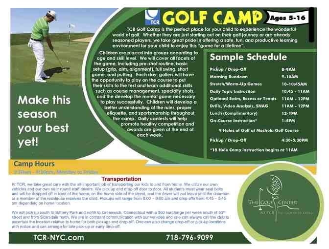 TCR The Club at Riverdale - (1) Week of 9-hole Golf Camp