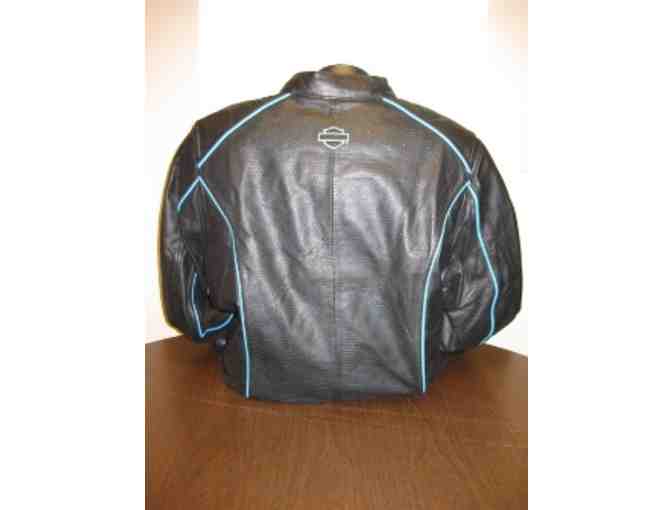 Women's Blue Train Leather Jacket