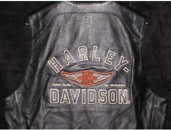 Harley-Davidson Leather Embroidered Vest-Men's Large