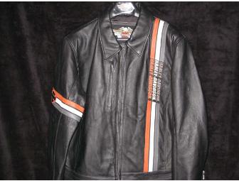 Harley-Davidson Black Leather Men's Racing Jacket --Men's Large