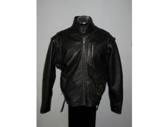 Harley-Davidson Black Leather Men's Distressed Leather Bomber Jacket --Men's Large
