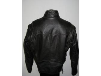 Harley-Davidson Black Leather Men's Distressed Leather Bomber Jacket --Men's Large