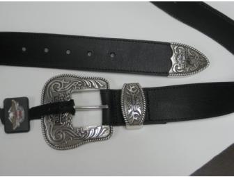 Harley-Davidson Genuine Black Leather Belt & Buckle