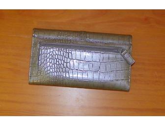 Silver Croc Clutch Wallet