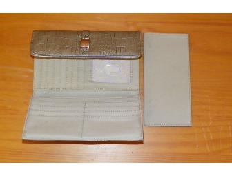 Silver Croc Clutch Wallet