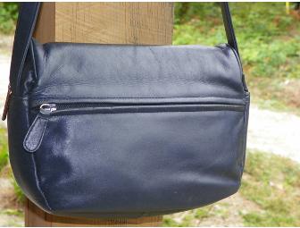 Buttery Soft Navy Leather Shoulder Bag