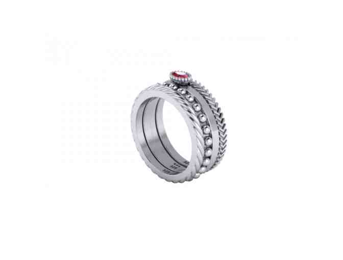 Rome Ruby Sterling Silver Basic Stacked Ring Set