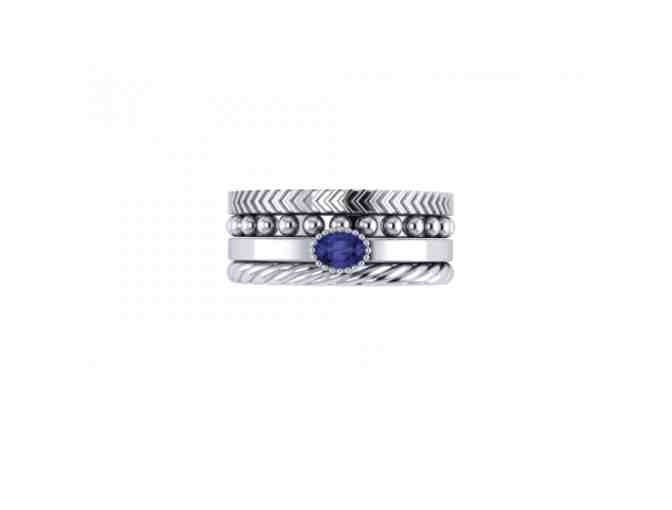 Miami Sapphire Sterling Silver Basic Stacked Ring Set