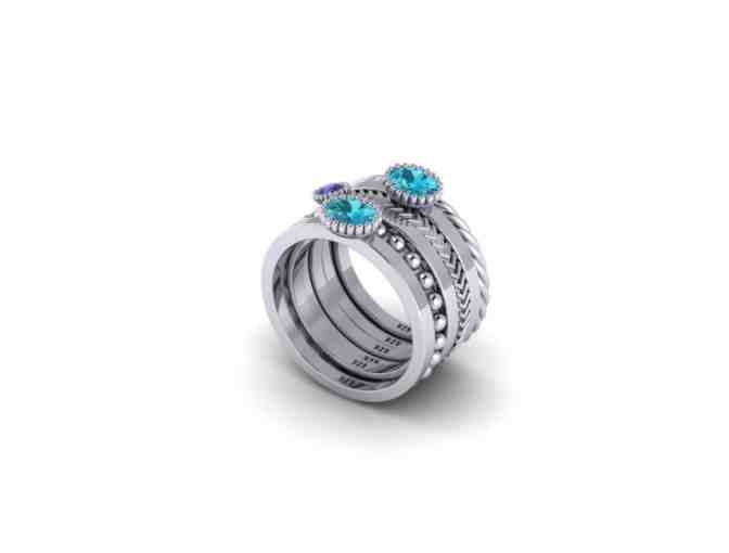 Alexa Topaz & Sapphire Sterling Silver Signature Stacked Ring Set