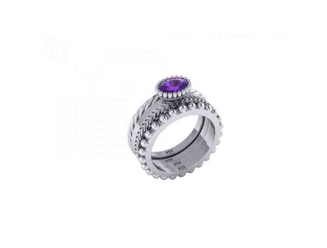 Singapore Amethyst Sterling Silver Basic Stacked Ring Set