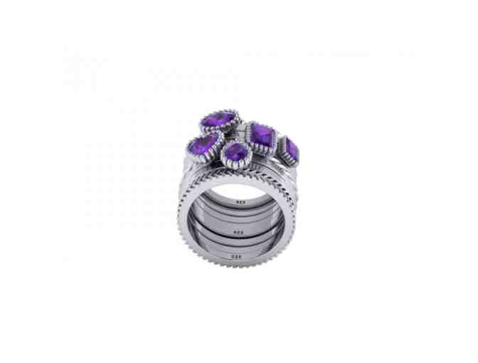 Purple Reign Amethyst Sterling Silver Signature Stacked Ring Set