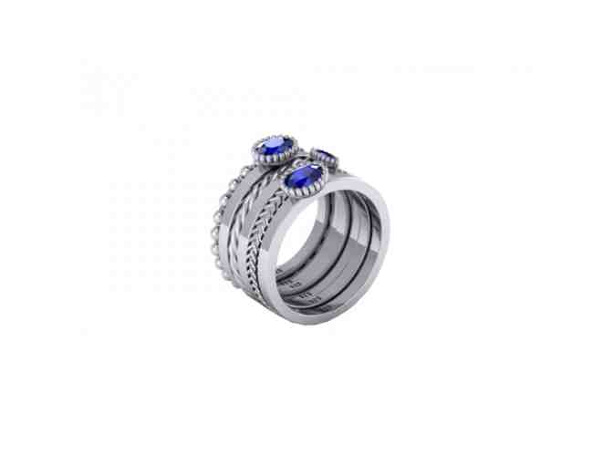 Melanie Signature - Sterling Silver And Sapphire Stacked Ring Set