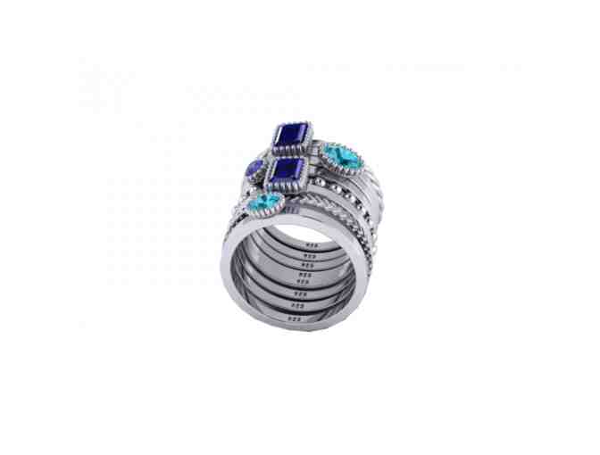 Rachel Sapphire & Topaz Sterling Silver Signature Stacked Ring Set