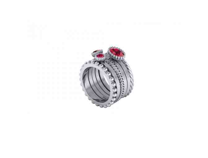 Rose Garnet Sterling Silver Signature Stacked Ring Set