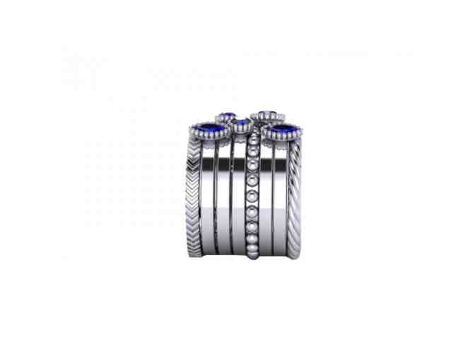 Royal Sapphire Multi Gemstone Sterling Silver Signature Stacked Ring Set