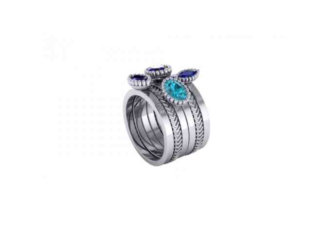 St. Paul Sapphire And Topaz Sterling Silver Signature Stacked Ring Set