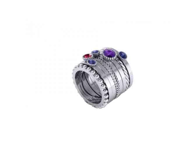 Blossom Sapphire - Ruby - Amethyst Sterling Silver Signature Stacked Ring Set