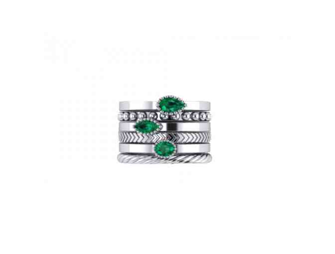 Pure Emerald Sterling Silver Signature Stacked Ring Set