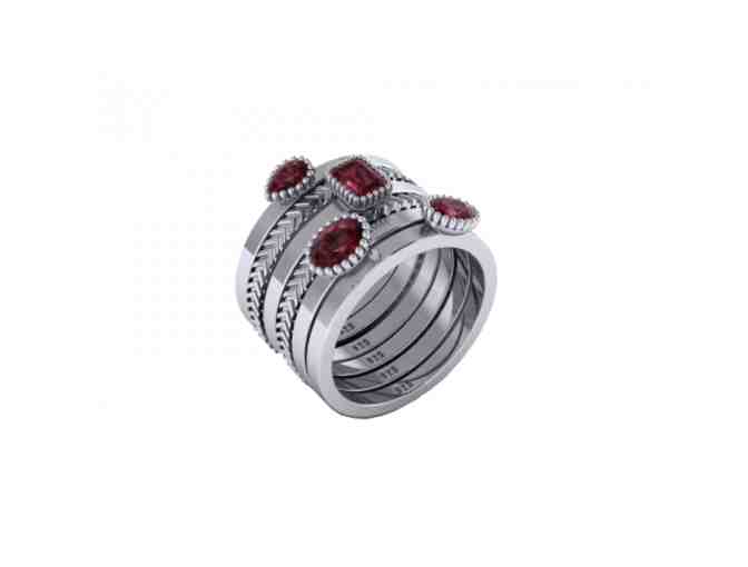 Merlot Garnet & Sterling Silver Signature Stacked Ring Set