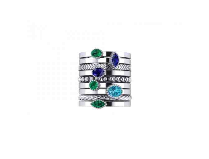 Ocean Breeze Multi Gemstone Sterling Silver Signature Stacked Ring Set