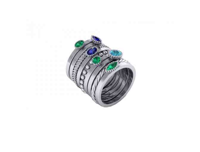 Ocean Breeze Multi Gemstone Sterling Silver Signature Stacked Ring Set