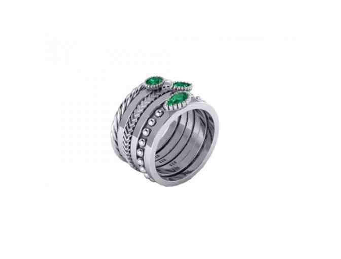 Pure Emerald Sterling Silver Signature Stacked Ring Set