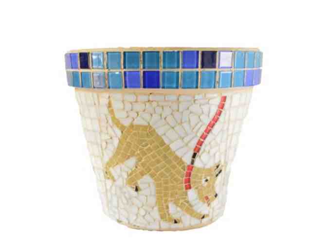 Handcrafted Golden Retriever Mosaic Flower Pot