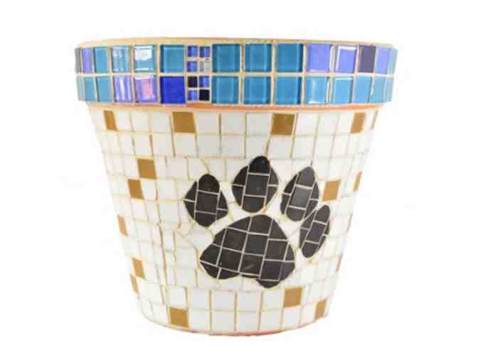 Handcrafted Golden Retriever Mosaic Flower Pot