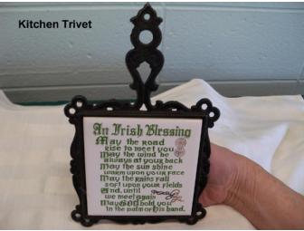 'Luck of the Irish' Basket with China Teapot Royal Tara Trellis Shamrock design