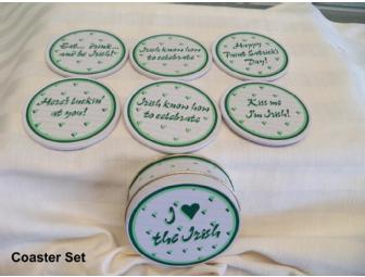 'Luck of the Irish' Basket with China Teapot Royal Tara Trellis Shamrock design