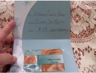 $30 gift card to Salon Sei Bella along with a 'Red Hat' theme basket