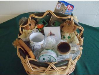 'Luck of the Irish' Basket with China Teapot Royal Tara Trellis Shamrock design