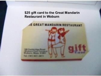 $25 gift card to the Great Mandarin Restaurant includes stationary gift basket