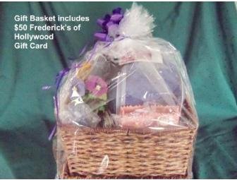 $50 'Frederick's of Hollywood' gift card accompanied by spa items