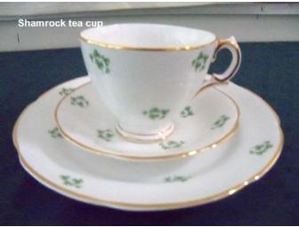 'Luck of the Irish' Basket with China Teapot Royal Tara Trellis Shamrock design