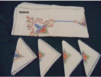 Antique wooden trunk (estimated mid 1800's) filled with vintage items