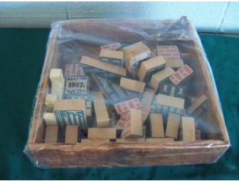 Antique wooden trunk (estimated mid 1800's) filled with vintage items