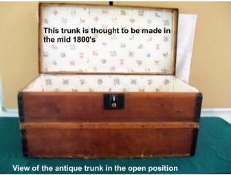 Antique wooden trunk (estimated mid 1800's) filled with vintage items