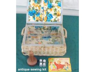 Antique wooden trunk (estimated mid 1800's) filled with vintage items