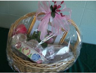 Floral theme package includes a 60' handmade quilt and original framed tulip watercolor