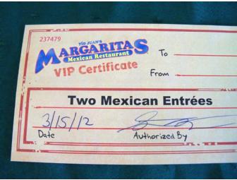 Mexican Theme Basket includes a gift certificate to 'Margarita's Mexican Restaurant'