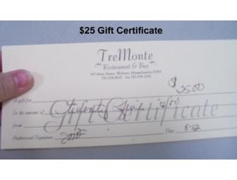 $25 Tre Monte Gift Certificate with assorted items
