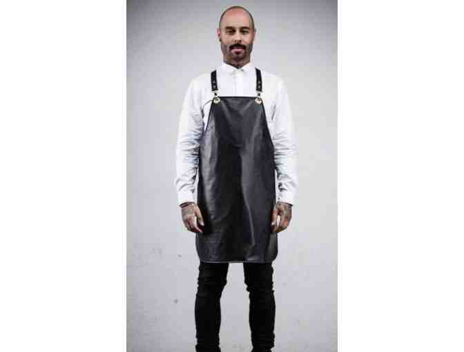 SEARCH & RESCUE DENIM: BARBER & STYLIST REVERSIBLE VINYL APRON - BLACK CANVAS