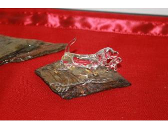 Glass Basset Hounds on Slate Stands